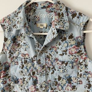 Madewell rose floral sketch chambray sleeveless XS